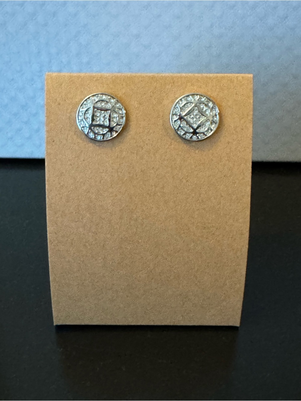 Fossil Signature Print in Pave Disc Stud Earring